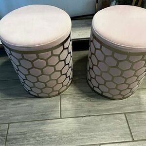 Chic Pink and Gold Honeycomb Accent Stools